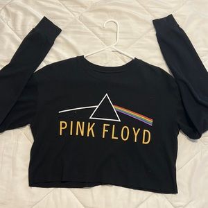Pink Floyd logo, long sleeve crop top